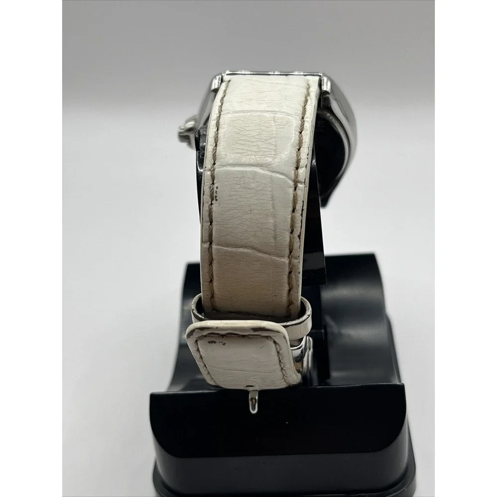 Kenneth Cole KC2317 Womens‎ White Tonneau Multifunction Silver Dial Leather Band